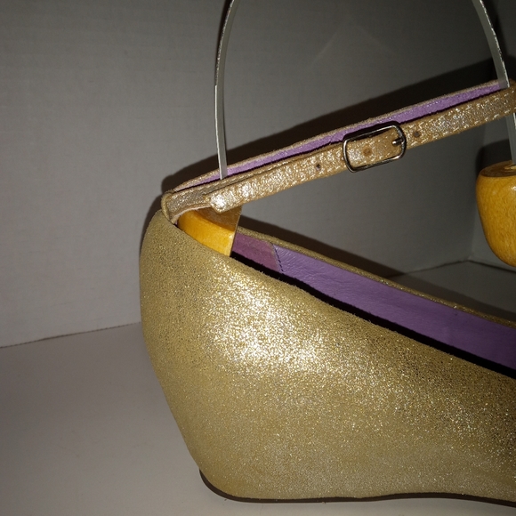 Jeffrey Campbell Handmade Tahiti Last Gold Glitter Wedge size 8 - Picture 8 of 16